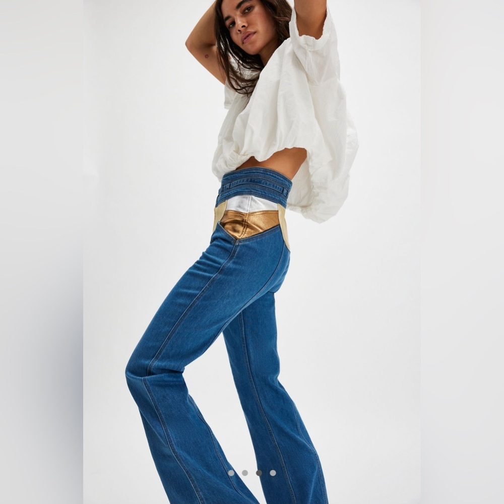 Stoned Immaculate Blue and Gold Women Jeans